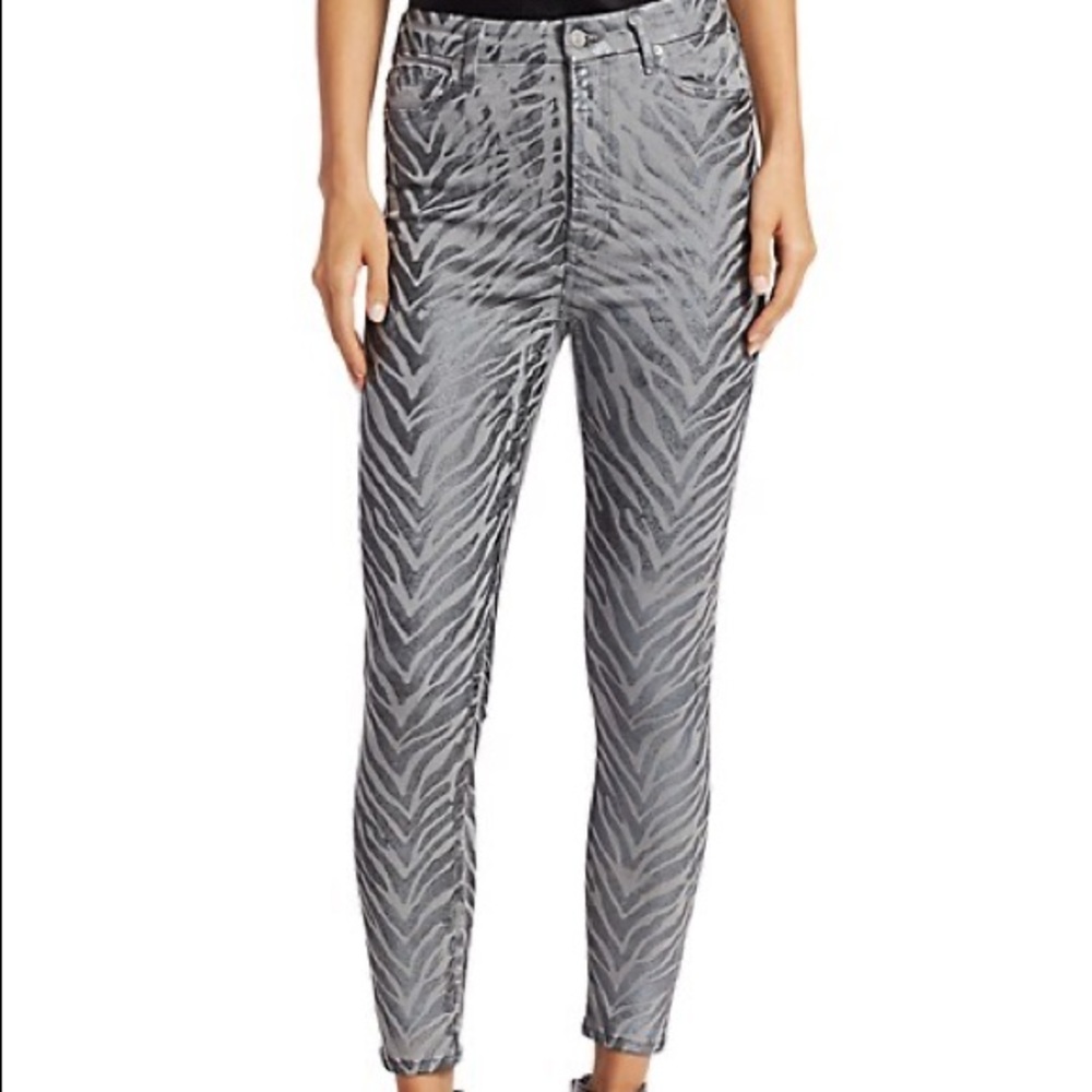 7 For All Mankind Ladies Zebra High Waist Ankle Skinny Jeans